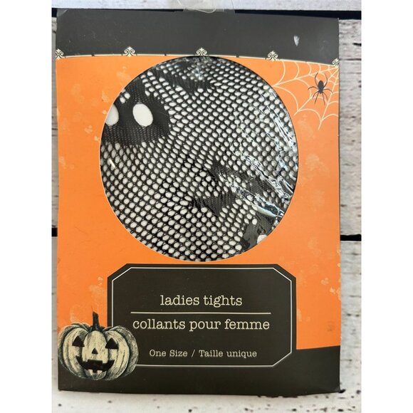 Halloween-Themed Ladies Crossbone Skull Tights One Size - Picture 1 of 6